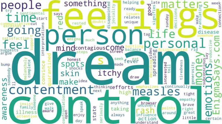 dream of having measles and related dreams with their meanings in a word cloud