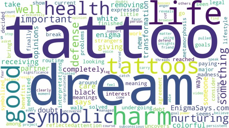 dream of having tattoos and related dreams with their meanings in a word cloud