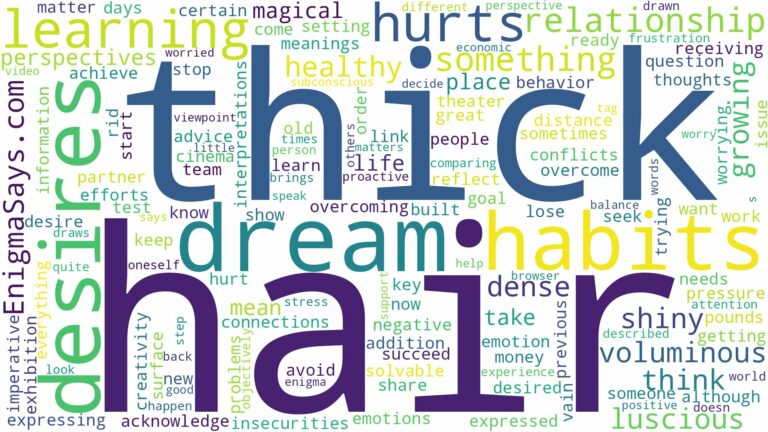 dreaming of having thick hair and related dreams with their meanings in a word cloud