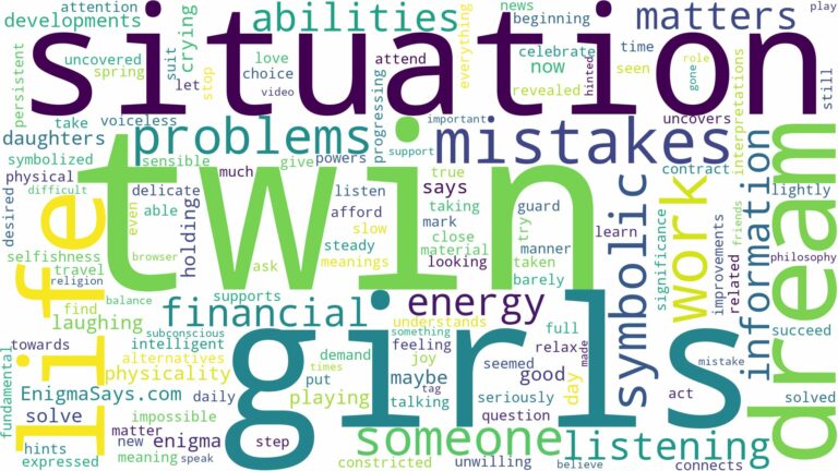 dreaming of having twin girls and related dreams with their meanings in a word cloud