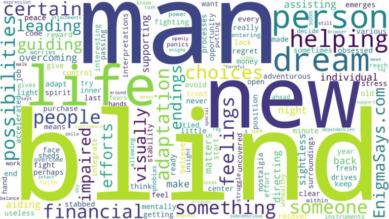 dreaming of helping a blind man and related dreams with their meanings in a word cloud