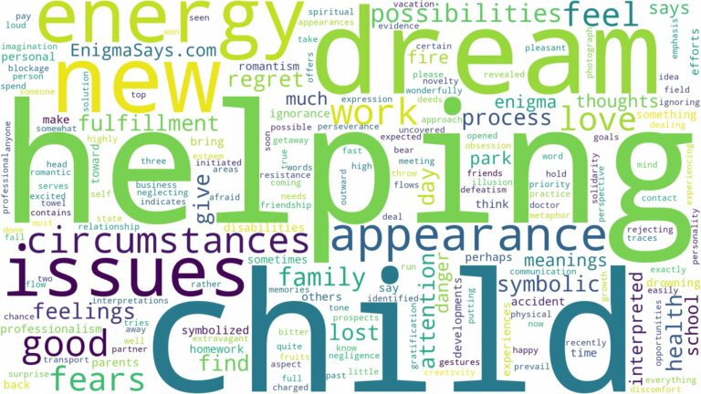 dream of helping a child and related dreams with their meanings in a word cloud