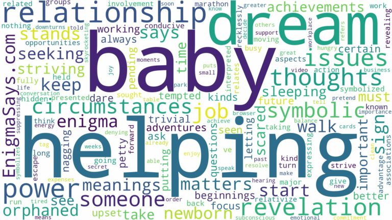 dream of helping baby and related dreams with their meanings in a word cloud