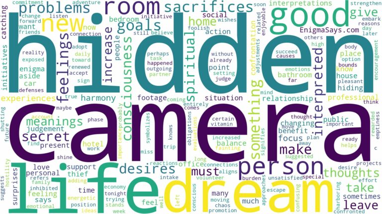 dream about hidden camera and related dreams with their meanings in a word cloud