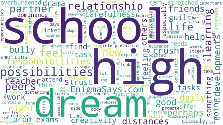 dream about high school peers and related dreams with their meanings in a word cloud
