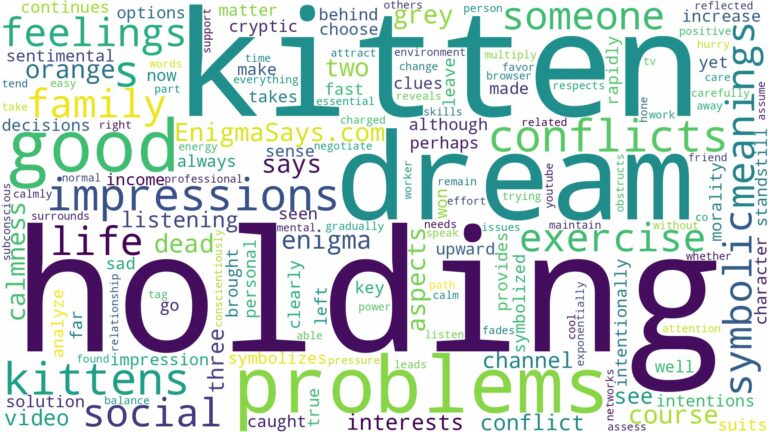dream of holding a kitten and related dreams with their meanings in a word cloud