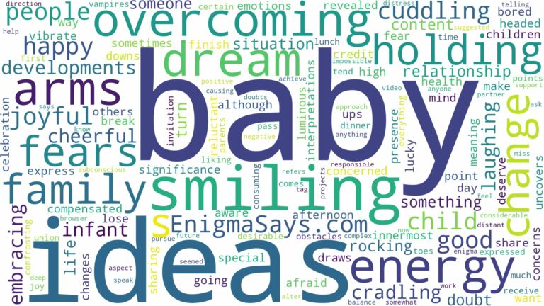 dreaming of holding a smiling baby and related dreams with their meanings in a word cloud