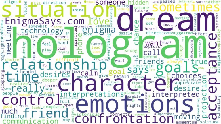 dream about hologram and related dreams with their meanings in a word cloud