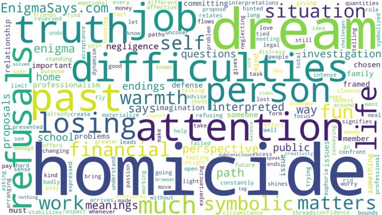dream about homicide and related dreams with their meanings in a word cloud