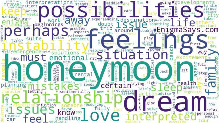 dream about honeymoon and related dreams with their meanings in a word cloud