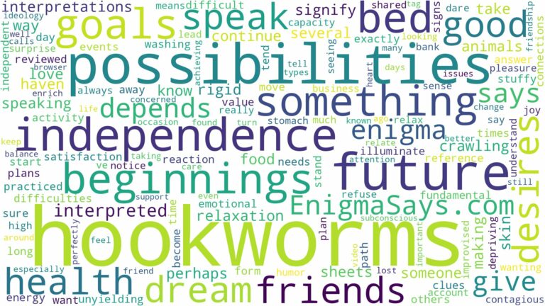 dreams about hookworms and related dreams with their meanings in a word cloud