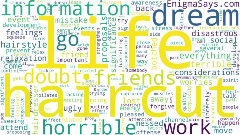dream about horrible haircut and related dreams with their meanings in a word cloud