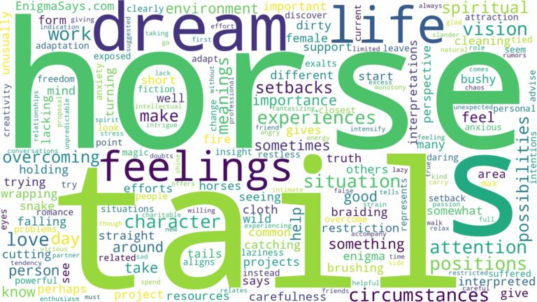 dream about horse tail and related dreams with their meanings in a word cloud