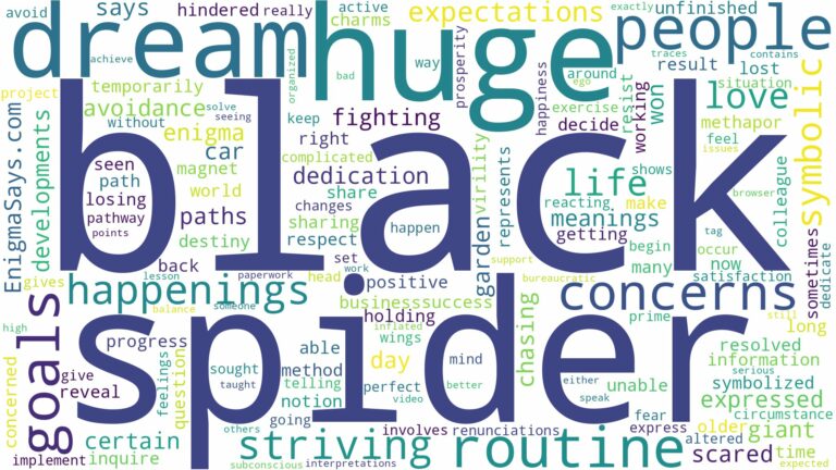 dream about huge black spider and related dreams with their meanings in a word cloud