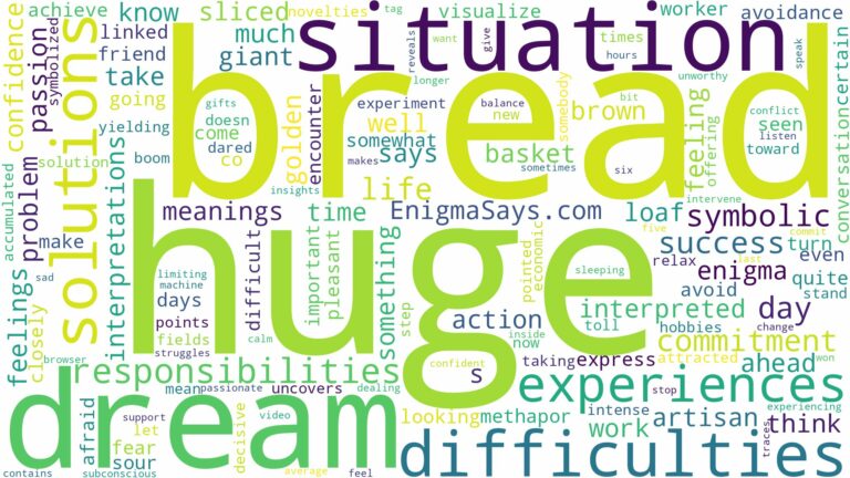 dream about huge bread and related dreams with their meanings in a word cloud