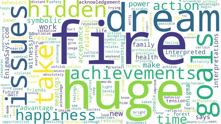 dream about huge fire and related dreams with their meanings in a word cloud