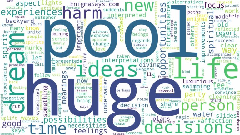 dream about huge pool and related dreams with their meanings in a word cloud