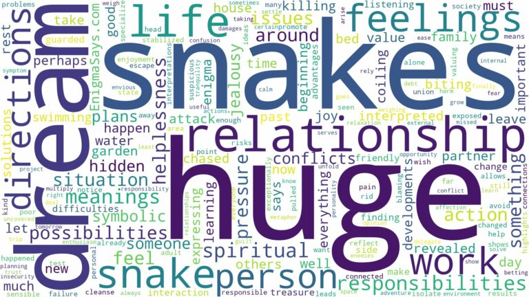dream about huge snake and related dreams with their meanings in a word cloud