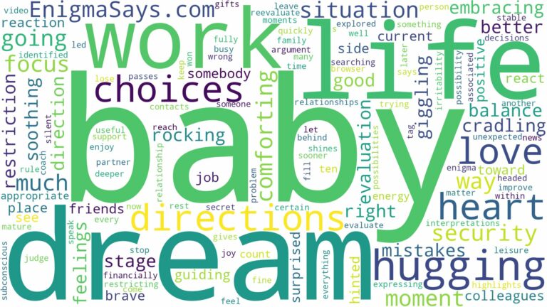 dream of hugging a baby and related dreams with their meanings in a word cloud