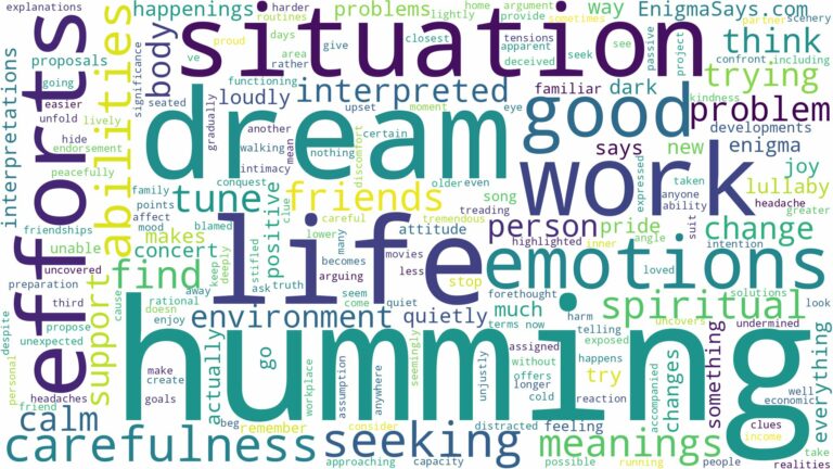 dream of humming and related dreams with their meanings in a word cloud