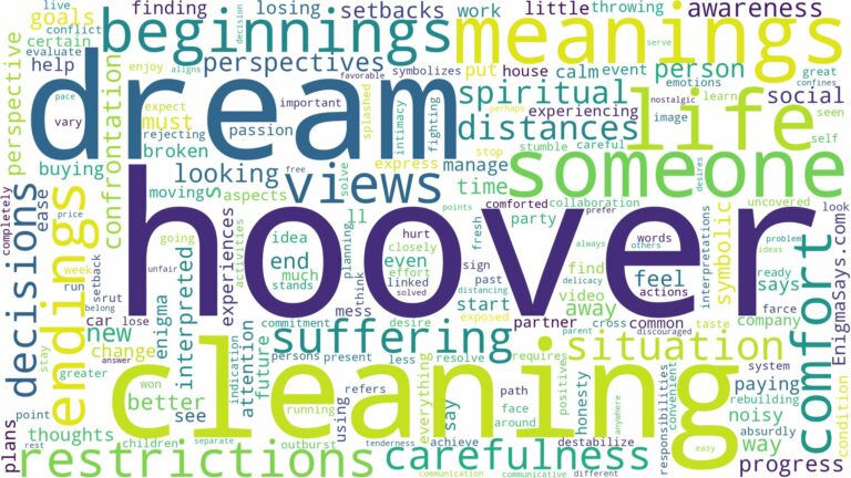 dream about a hoover and related dreams with their meanings in a word cloud