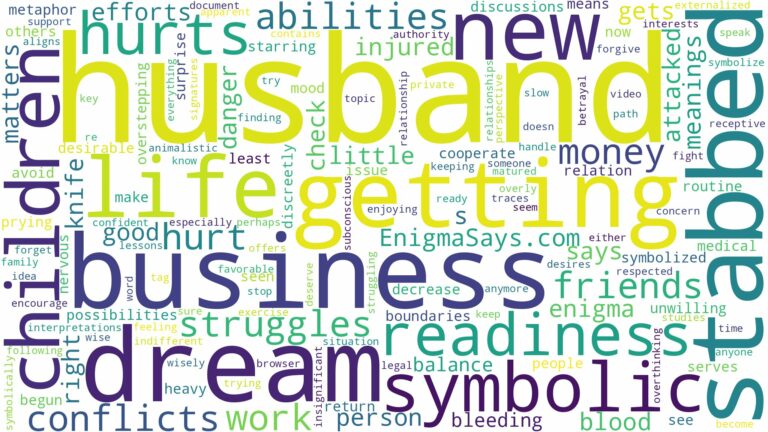 dreaming about husband getting stabbed and related dreams with their meanings in a word cloud
