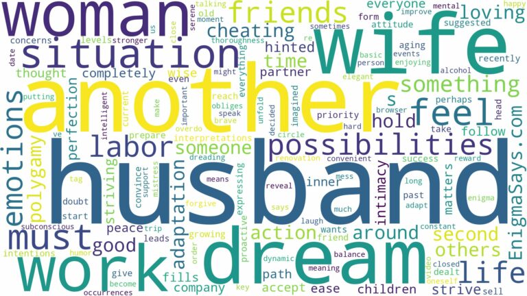 dreaming about husband having another wife and related dreams with their meanings in a word cloud