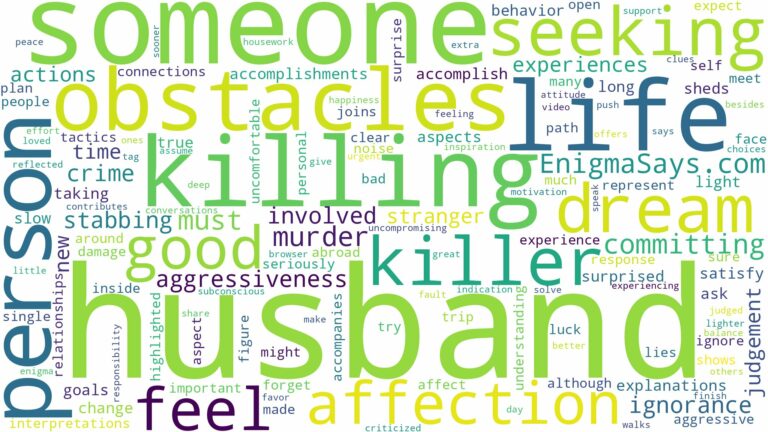 dreaming about husband killing someone and related dreams with their meanings in a word cloud
