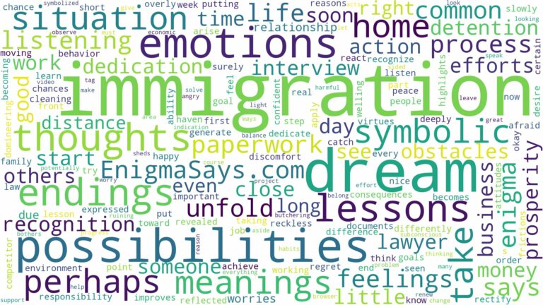 dream about immigration and related dreams with their meanings in a word cloud