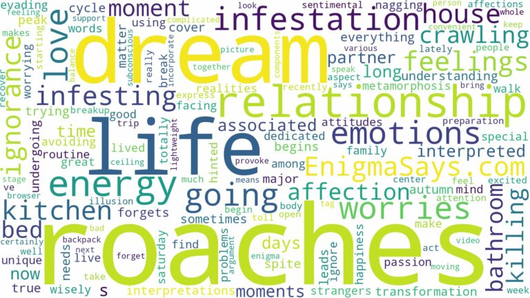 dream about infestation of roaches and related dreams with their meanings in a word cloud