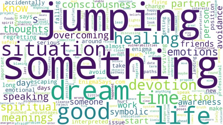 dream of jumping off something and related dreams with their meanings in a word cloud