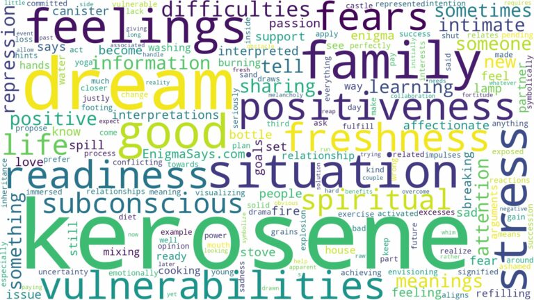 dream about kerosene and related dreams with their meanings in a word cloud