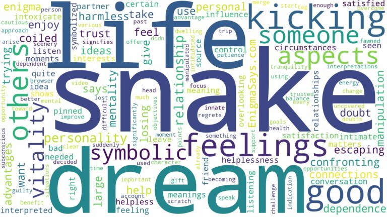 dream of kicking a snake and related dreams with their meanings in a word cloud