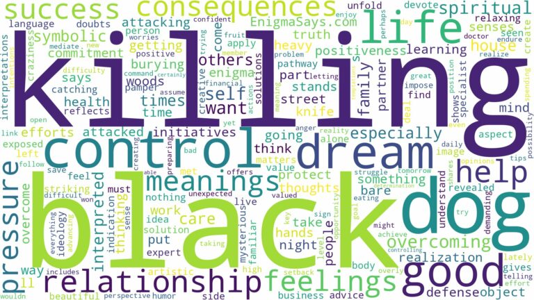 dreaming of killing a black dog and related dreams with their meanings in a word cloud