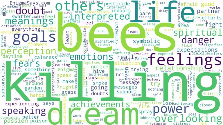 dream of killing bees and related dreams with their meanings in a word cloud