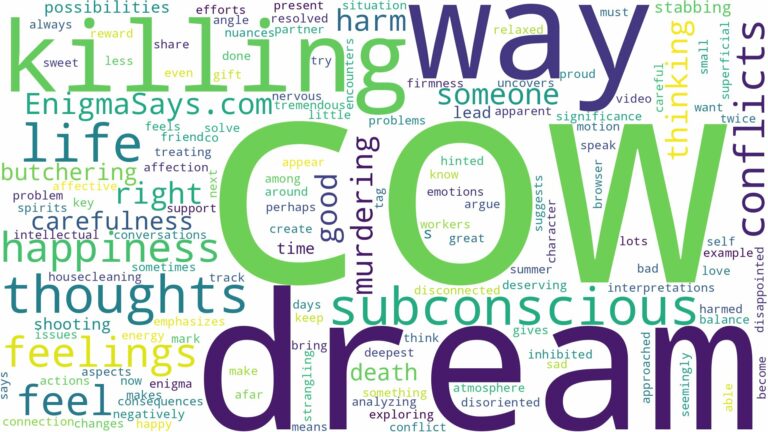 dream of killing cow and related dreams with their meanings in a word cloud
