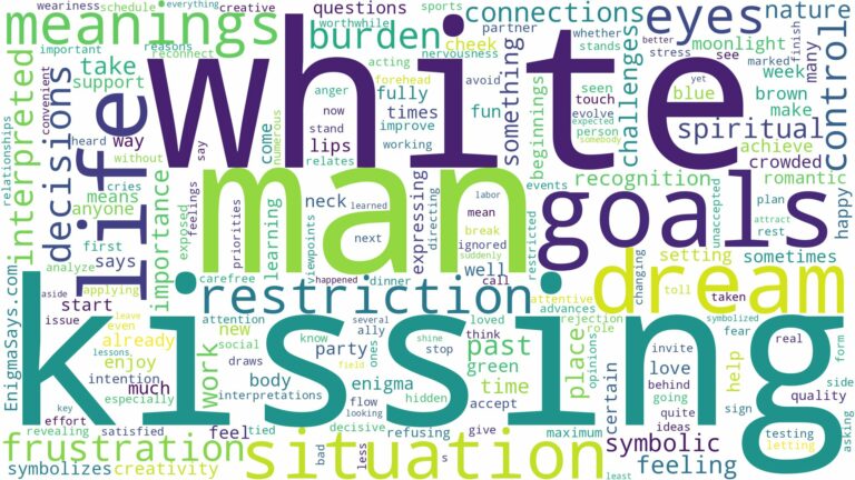 dreaming of kissing a white man and related dreams with their meanings in a word cloud