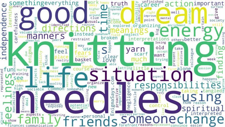 dream of knitting needles and related dreams with their meanings in a word cloud