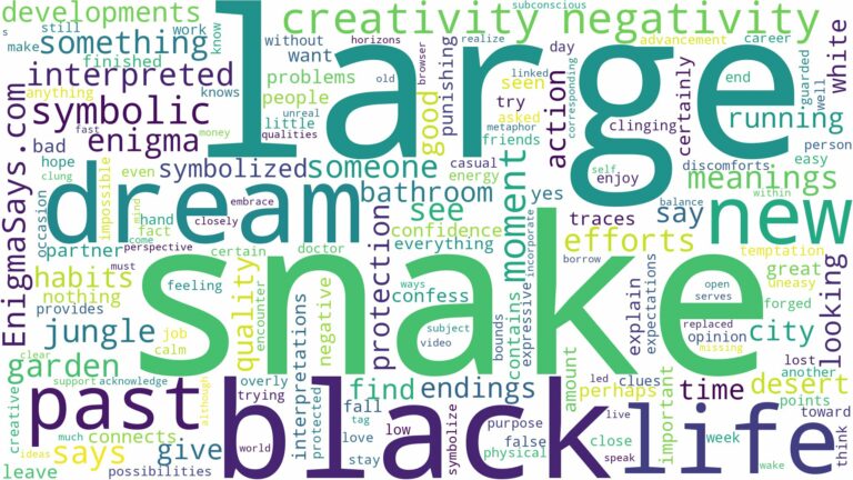 dream about large black snake and related dreams with their meanings in a word cloud