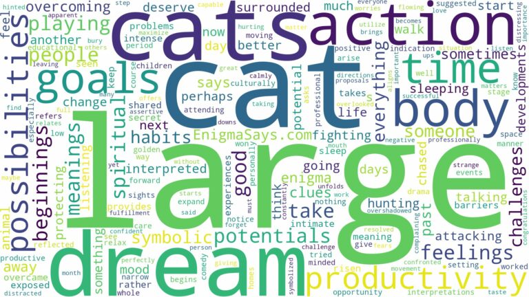 dream about large cats and related dreams with their meanings in a word cloud