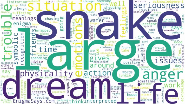 dream about large snake and related dreams with their meanings in a word cloud