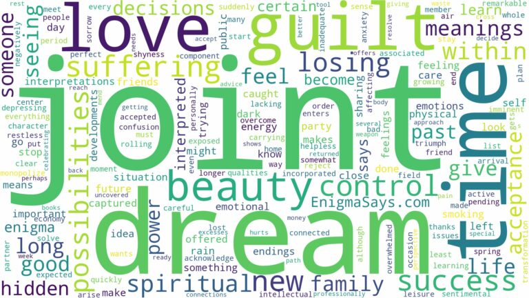 dream about a joint and related dreams with their meanings in a word cloud