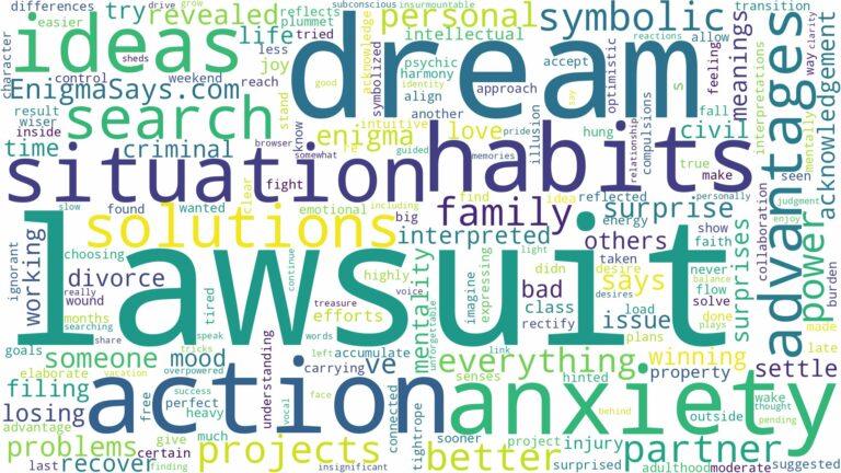 dream about lawsuit and related dreams with their meanings in a word cloud