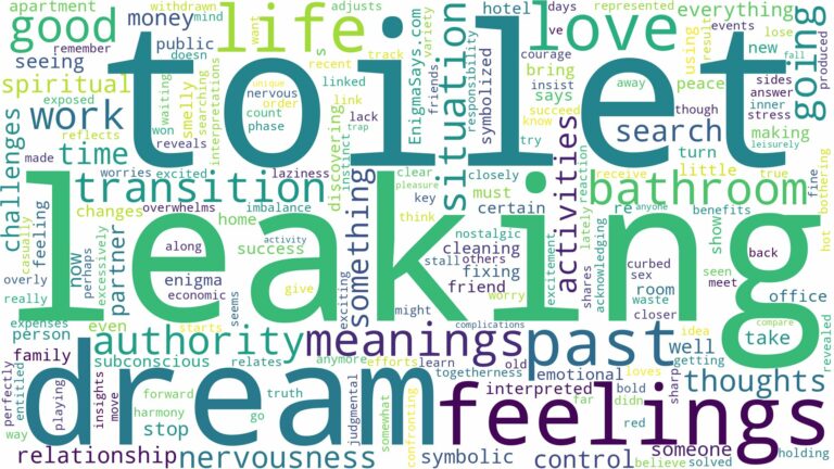 dream of leaking toilet and related dreams with their meanings in a word cloud