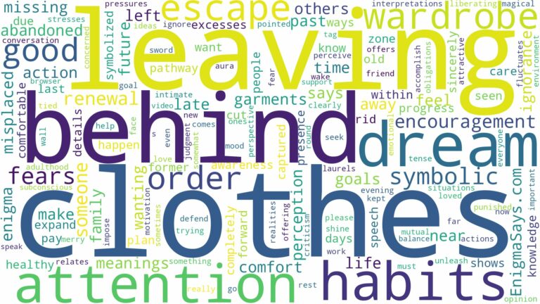 dreaming of leaving clothes behind and related dreams with their meanings in a word cloud