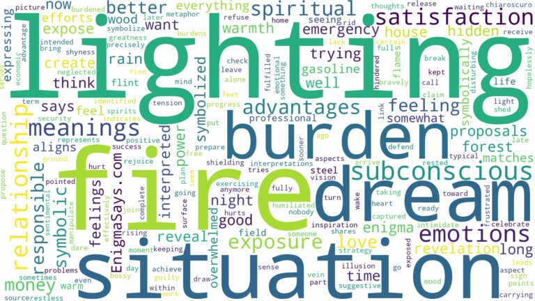 dream of lighting fire and related dreams with their meanings in a word cloud