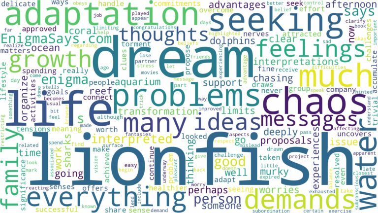 dream about lionfish and related dreams with their meanings in a word cloud