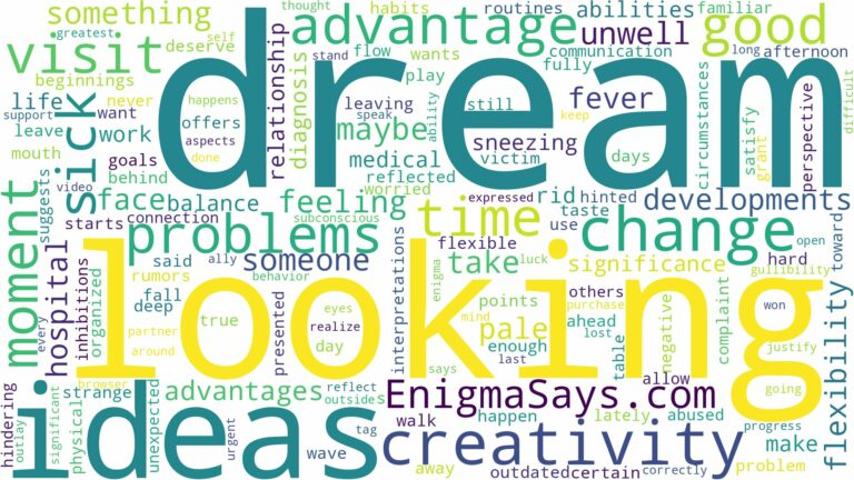 dream of looking sick and related dreams with their meanings in a word cloud