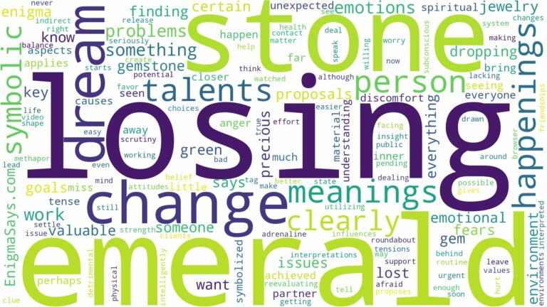 dreaming of losing emerald stone and related dreams with their meanings in a word cloud