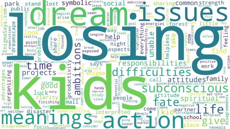 dream of losing kids and related dreams with their meanings in a word cloud